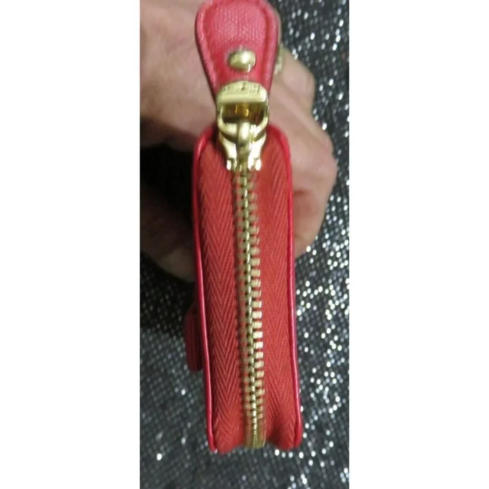 Salvatore Ferragamo Vara Bow Embellished Italian Leather Zip around wallet 100% - Picture 5 of 10
